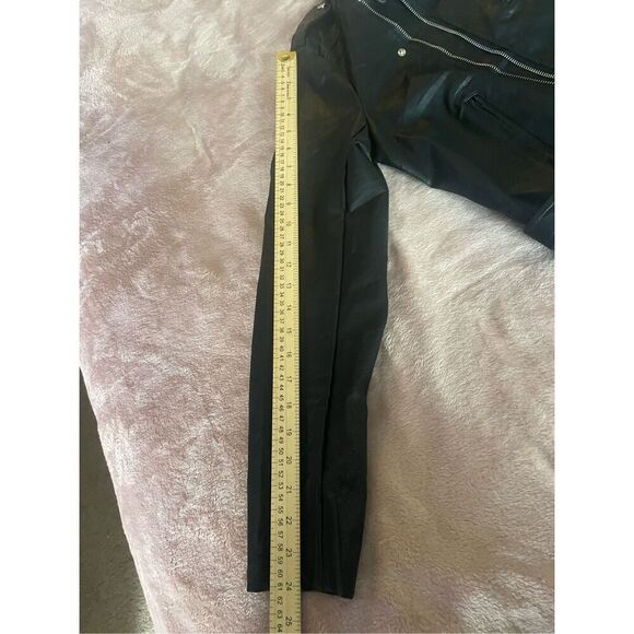 Lulus Women’s Faux Leather Moto Jacket Black L Belted Zippered - Picture 7 of 12